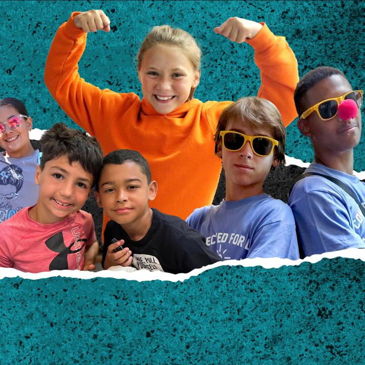 Various smiling diabetes camp attendees