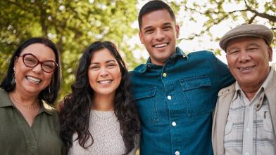 Smiling Latino family