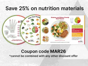 Save 25% on nutrition materials with images of ADA nutrition infographics