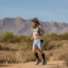 Photo of Kevin running a marathon
